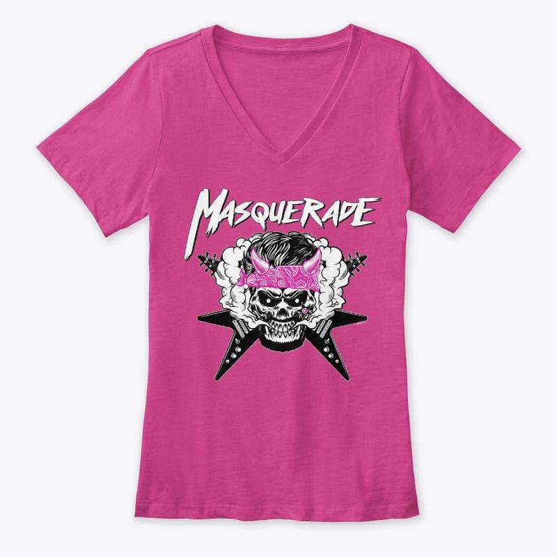 Ladies Pink V-Neck Masquerade